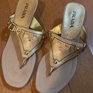 Prada gold sandals